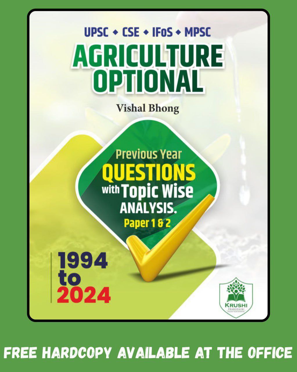 Agriculture Optional PYQ Book 1994 to 2024