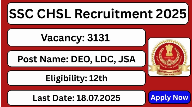 SSC CHSL Recruitment 2025 - Apply Online for 3131 Posts