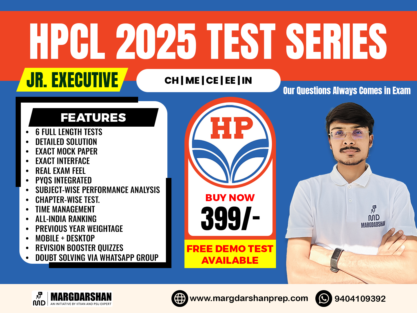 HPCL Jr. Executive Test Series (CH/ME/EE/CE)