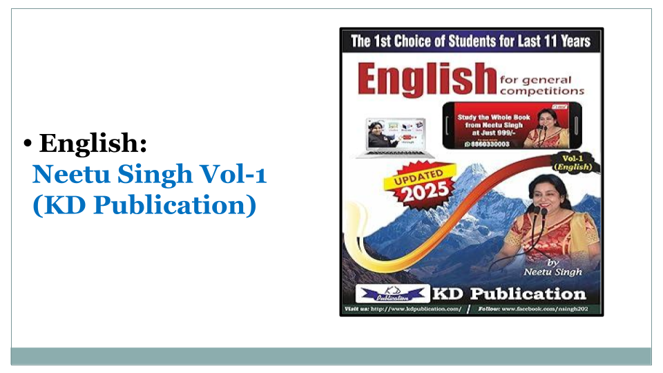 Neetu Singh Vol-1 | English for General Competitions | Updated 2025 Edition | KD Publication | Best For All Government Exams