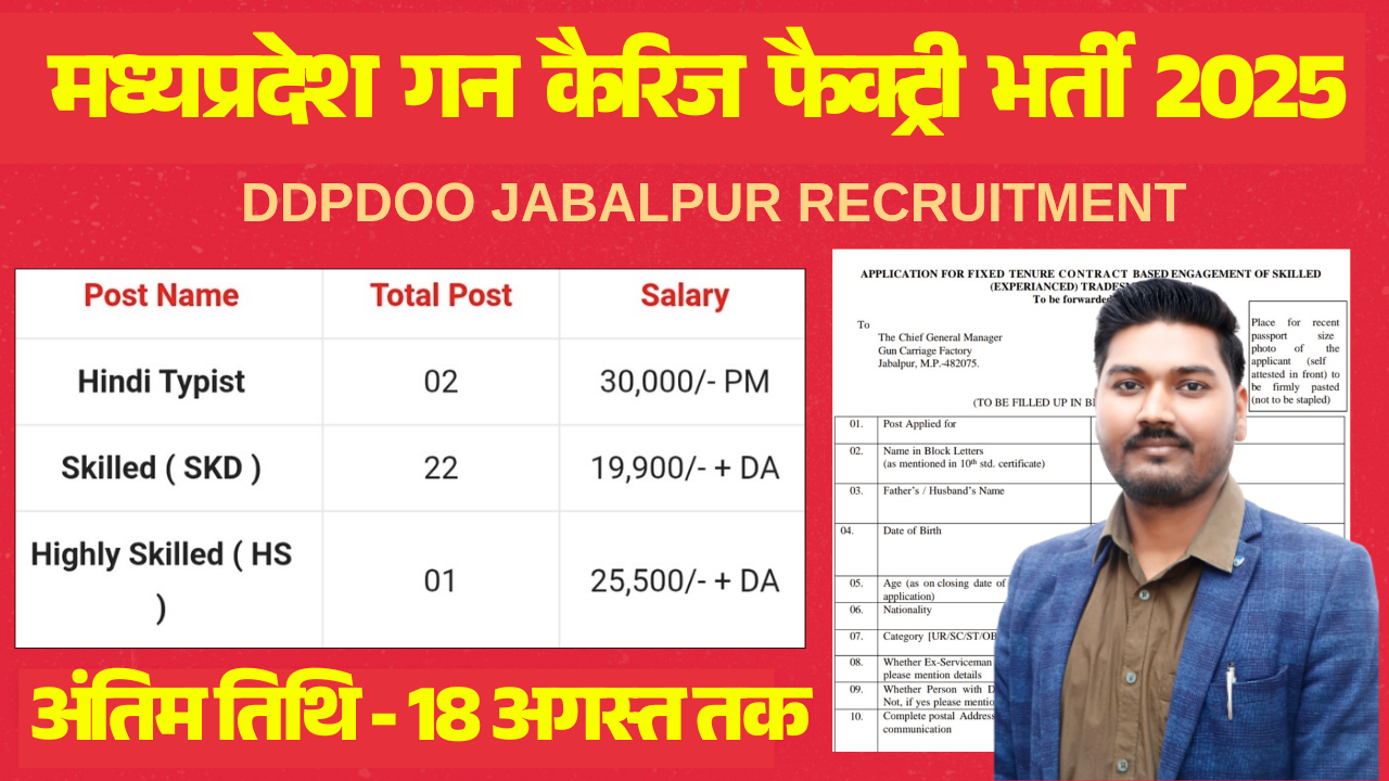 मध्‍यप्रदेश  आयुध  निदेशालय  भर्ती  2025