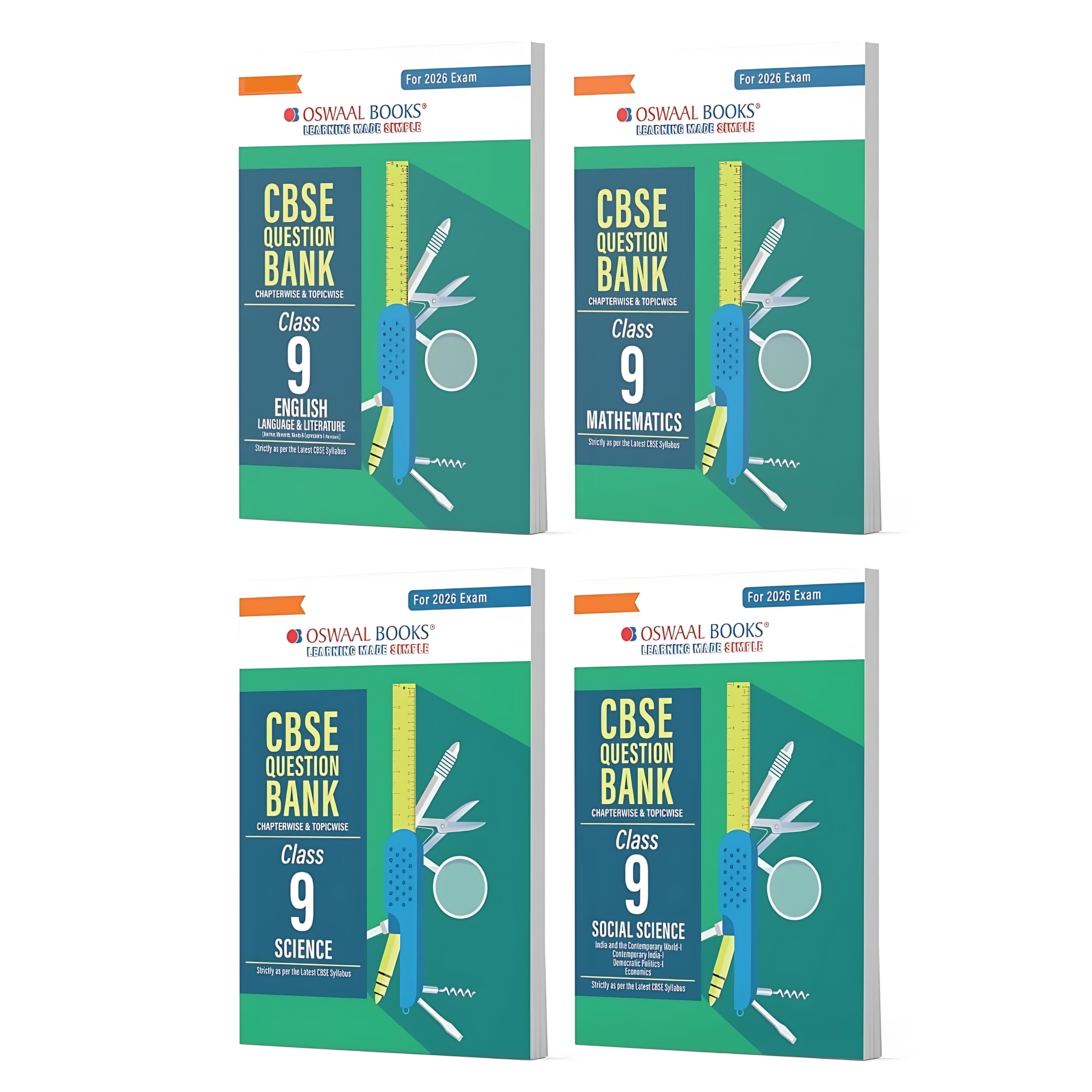 Oswaal CBSE Question Bank Class 9 Set of 4 Books | English | Mathematics | Science | Social Science | Chapterwise & Topicwise Solved Papers | For 2026 Exams