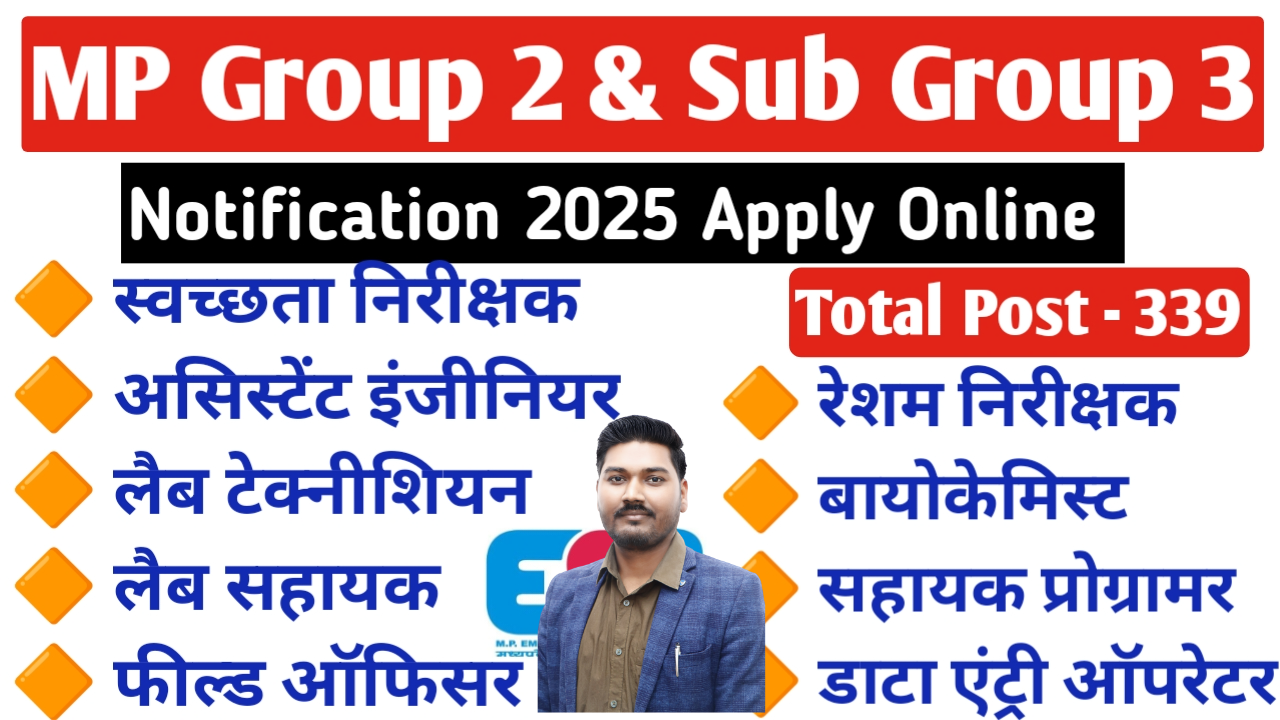 MP Group 2 Sub Group 3 Notification 2025 Apply Online