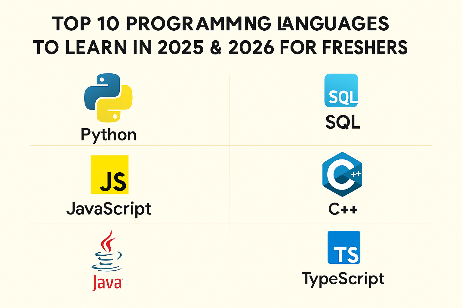 Top 10 Programming Languages to Learn in 2025 & 2026 for Freshers