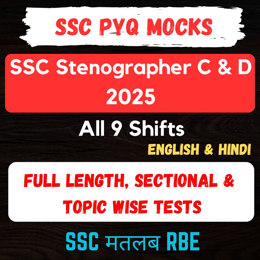 SSC Stenographer 2025 Full Length, Sectional & Topic Wise Mock Test (All 9 Shifts) - Bilingual