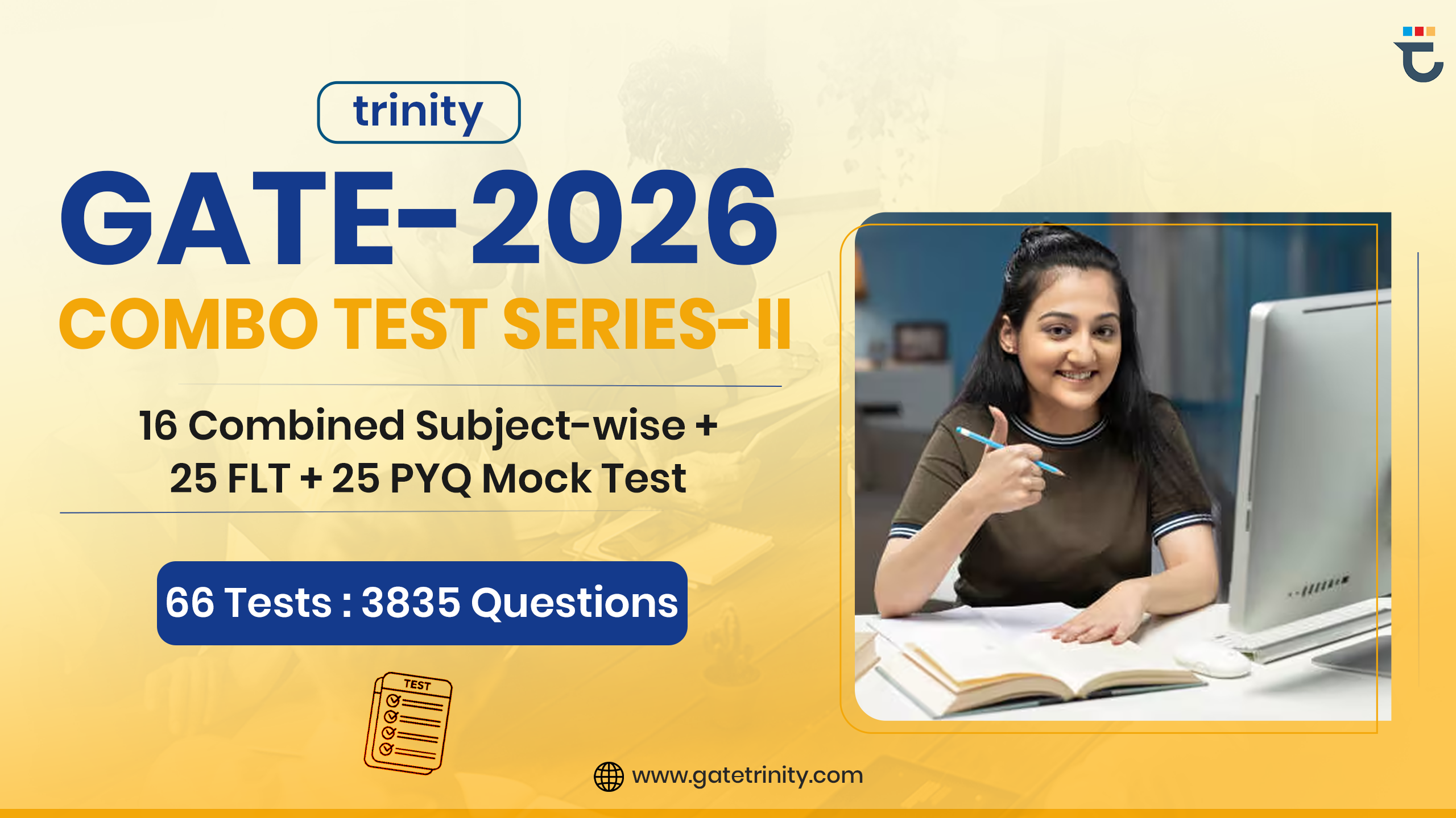 trinity GATE-2026 Combo Test Series-II (Combined Subject-wise + Full Length + PYQ)