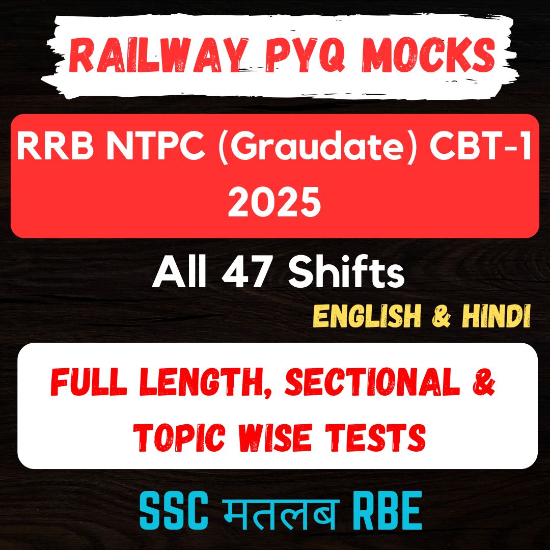 RRB NTPC (Graduate Level) 2025 CBT-1 Full Length & Sectional Mock Tests - All 47 Shifts (Eng + Hindi)
