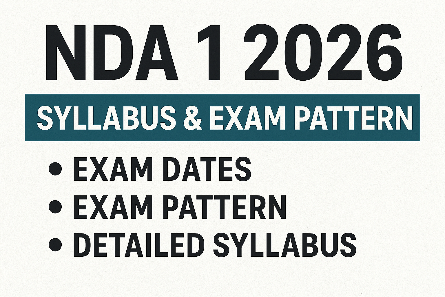 NDA 1 2026: Exam Date, Syllabus & Updated Exam Pattern. The National Defence Academy (NDA) exam is one of the most prestigious competitive exams conducted by UPSC for admission to the Army, Navy, and Air Force wings of NDA and the Indian Naval Academy Course (INAC). Below, we have covered the complete details for NDA 1 2026 exam pattern, important dates, and the NDA 2 2023 syllabus and weightage — everything aspirants need to know for effective preparation.