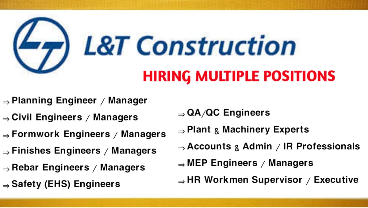 Job Vacancy in India L&T Construction Company 