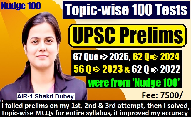 UPSC Prelims Test Series 2026 (Nudge 100) | Topicwise