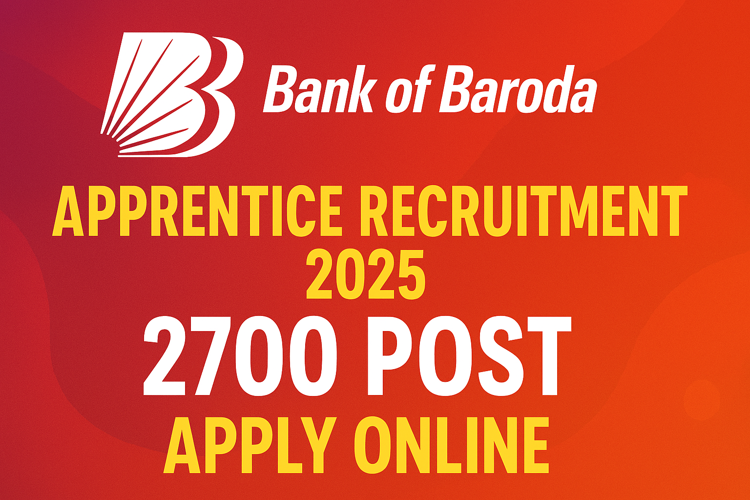 Bank of Baroda Apprentice Recruitment 2025 – Apply Online for 2,700 Posts | Eligibility, Age, Selection, Stipend