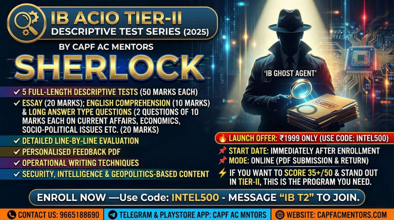 "SHERLOCK" IB ACIO Tier-II Descriptive Test Series (2025) 