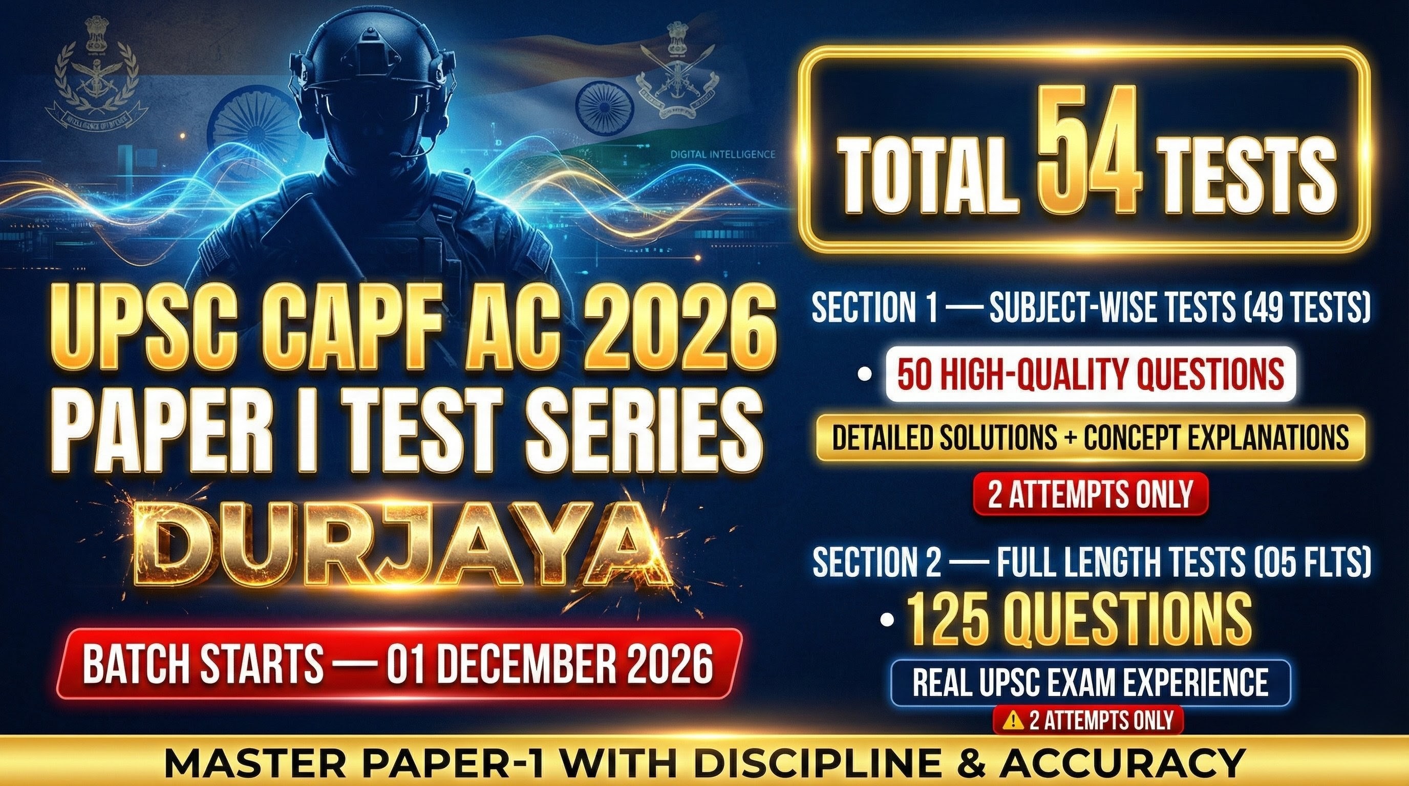 "DURJAYA" CAPF AC 2026 - Paper I Test Series