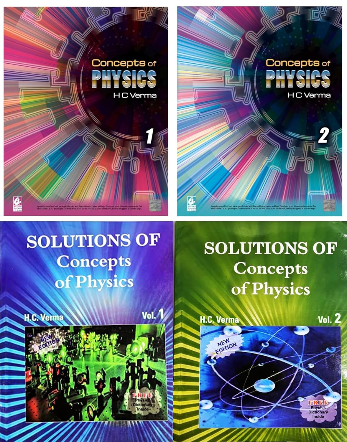  Concept of Physics by H.C Verma Part - I & II with Solutions of both the Volumes - Set of 4 Books - Examination - 2025-26
