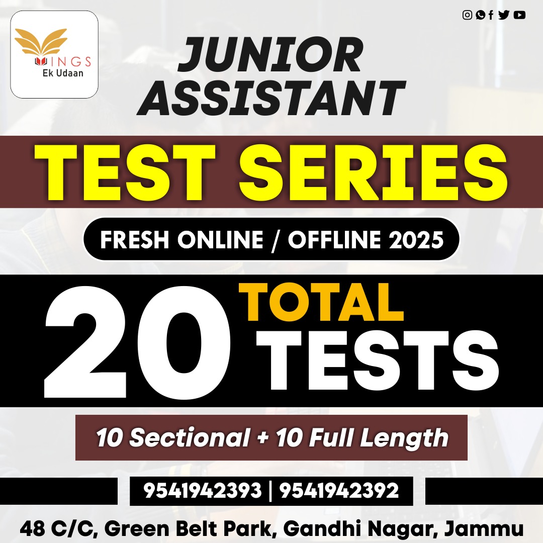 JUNIOR ASSISTANT TEST SERIES 2026 II JKSSB