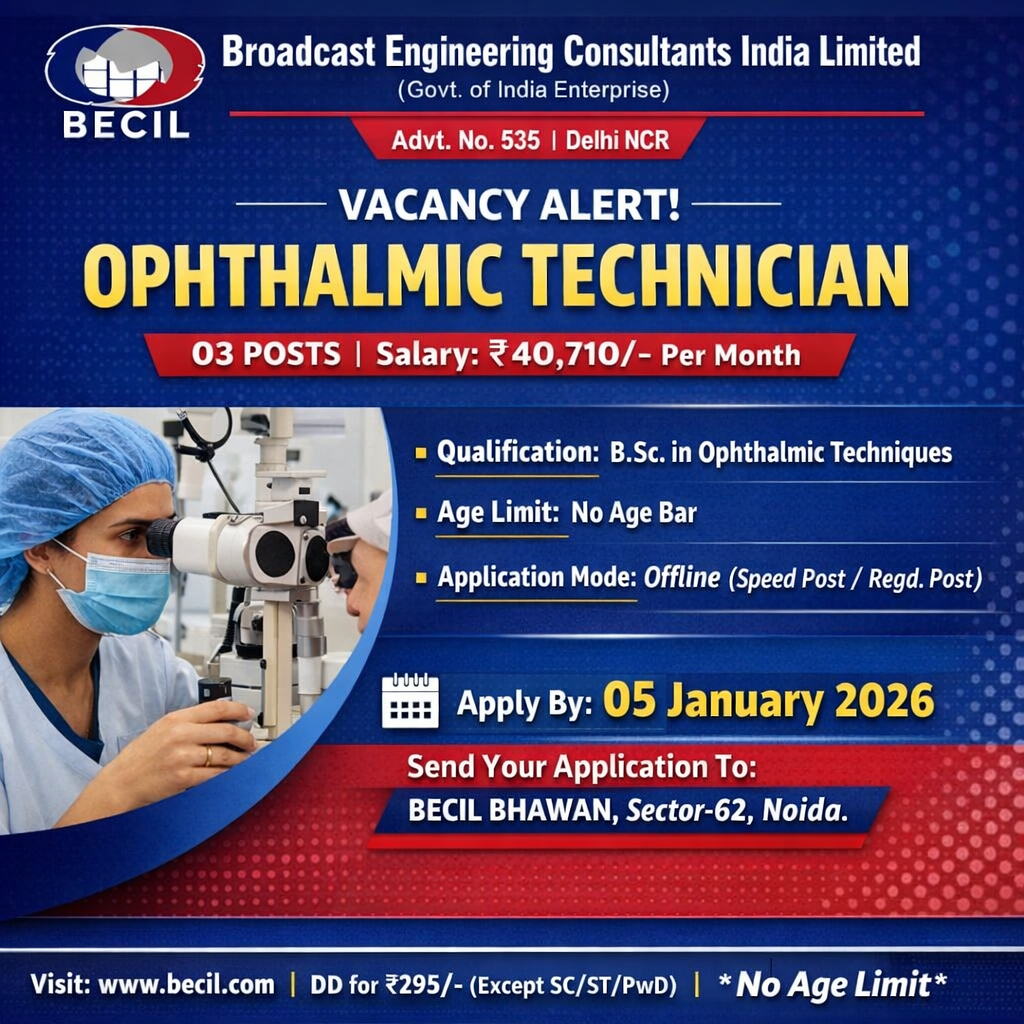 VACANCY ALERT – OPHTHALMIC TECHNICIAN