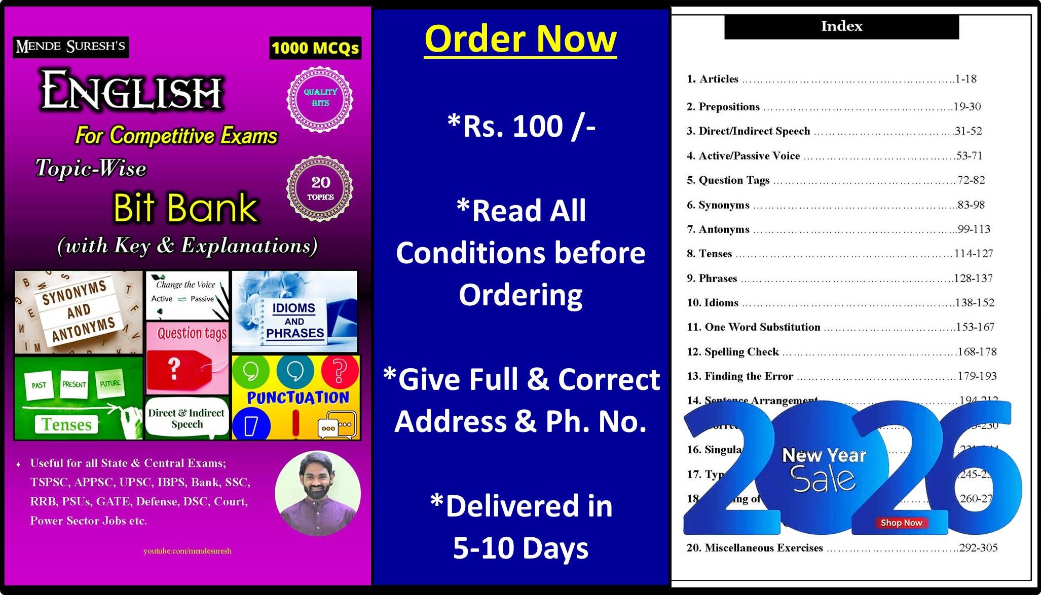 5) English Bit Bank (for Competitive Exams)