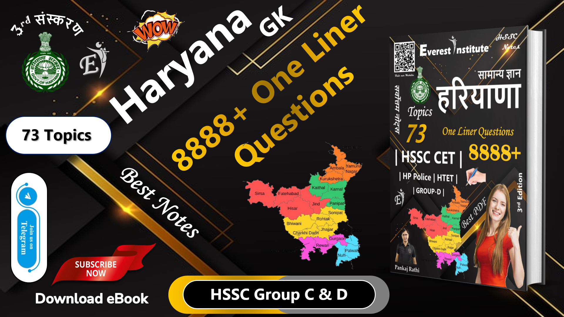 8888+ One Liner Haryana GK for All HSSC Exam's
