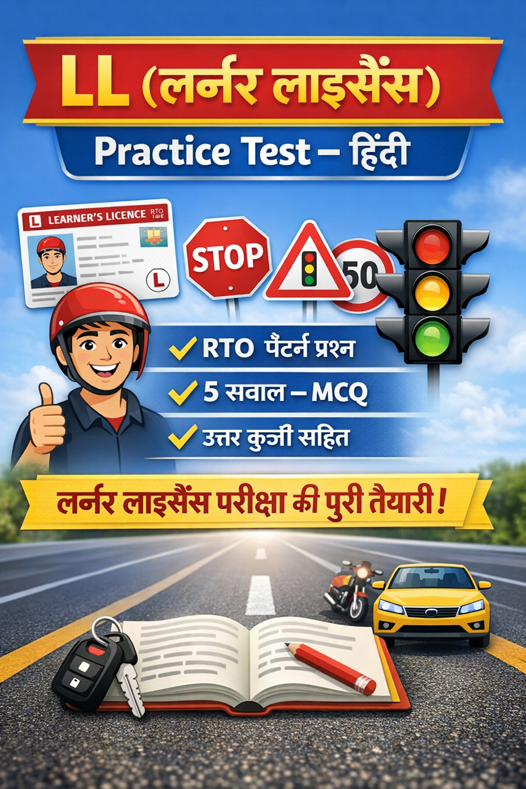 Hindi Driving Licence Test Questions and Answers 2026