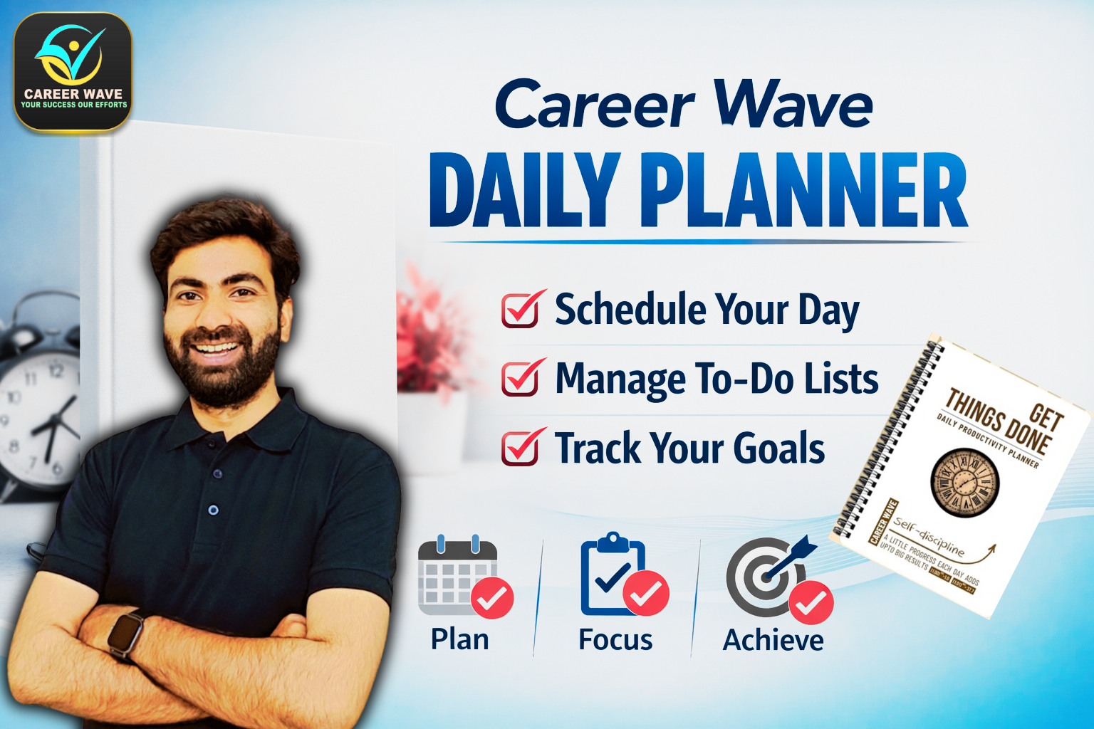 Career Wave Daily Planner: Schedule Your Day, Manage To-Do Lists & Track Goals Effectively