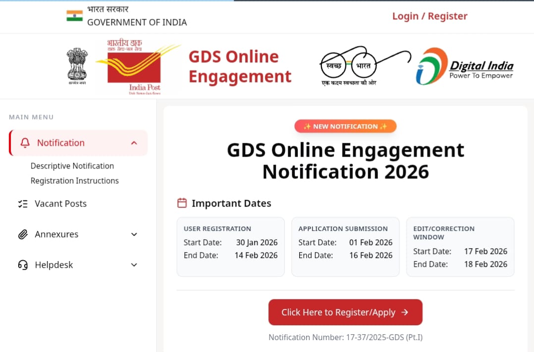 India Post Gramin Dak Sevaks GDS Recruitment 2026 Apply Online Form for 20000+ Post