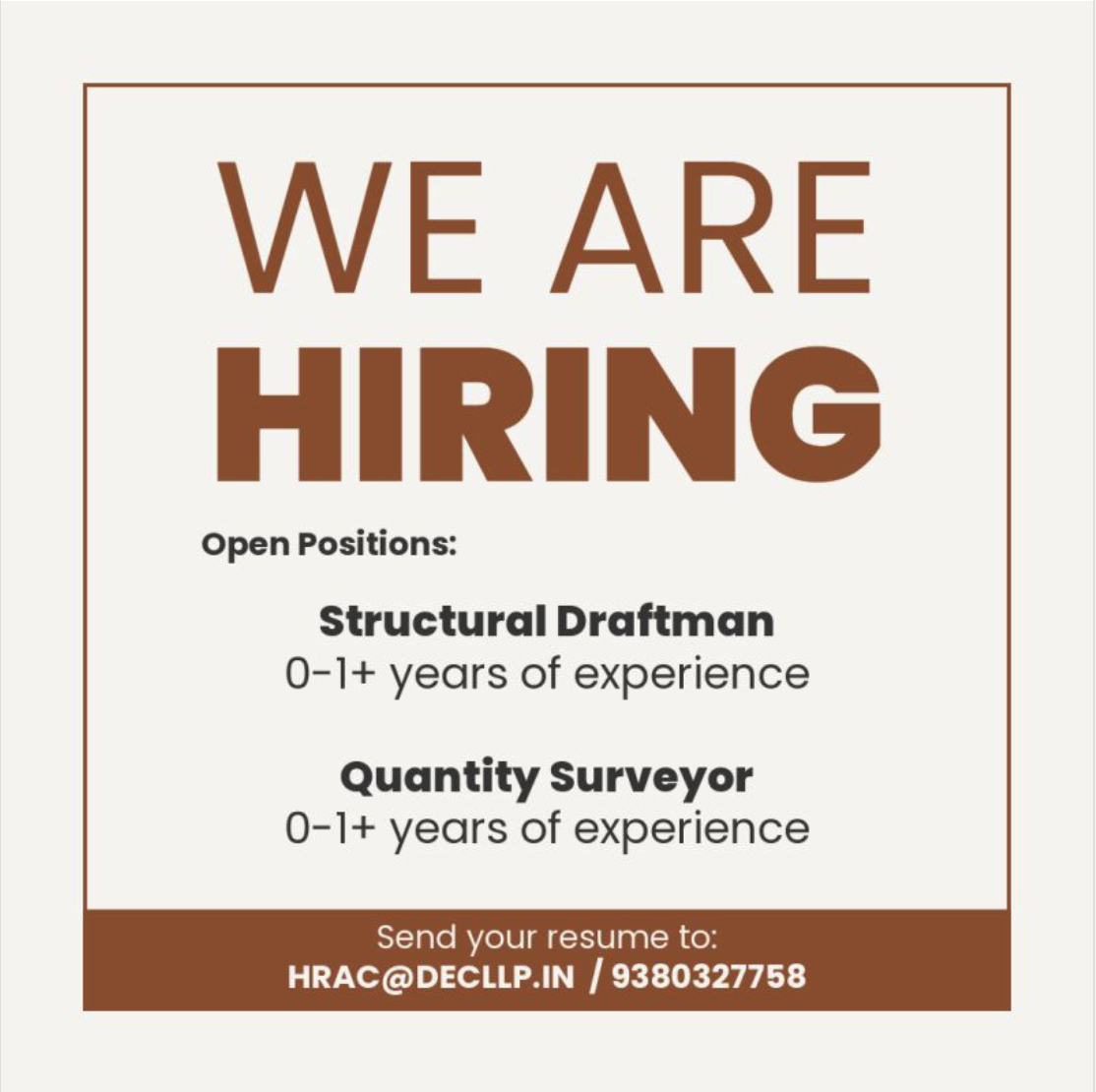 Fresher QS and Draftman Hiring!