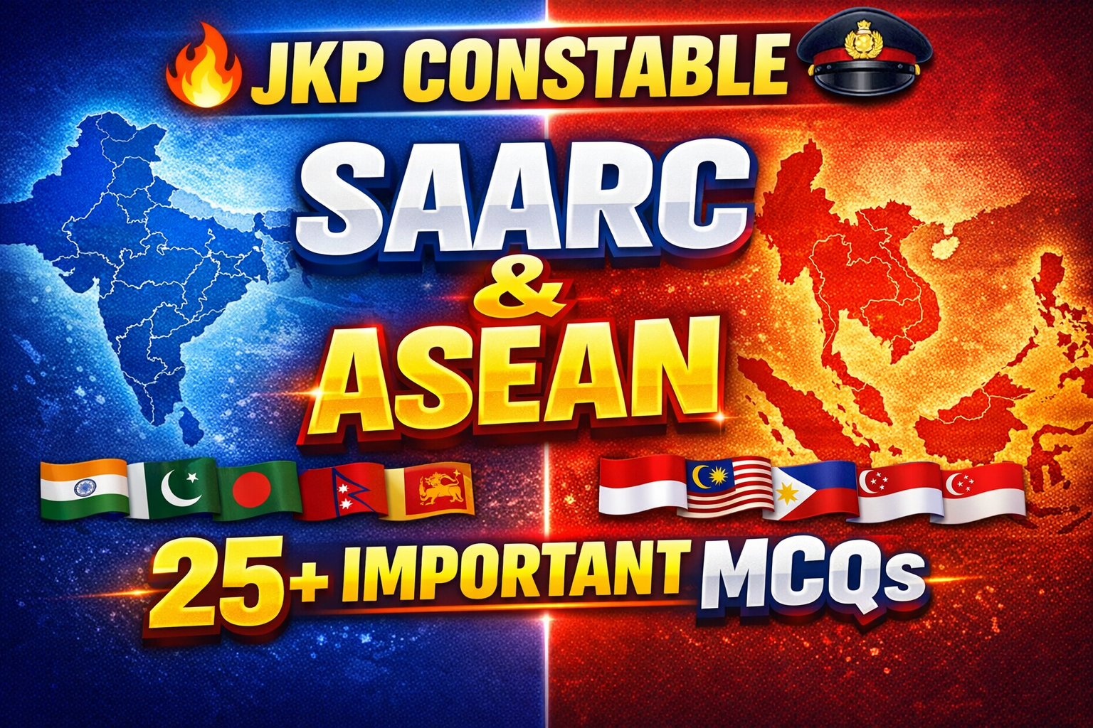 50 Important MCQs on SAARC & ASEAN for JKSSB JKP Constable 2026