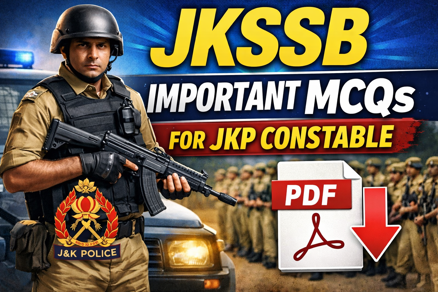 JKSSB Important MCQs for JKP Constable 2026 with PDF