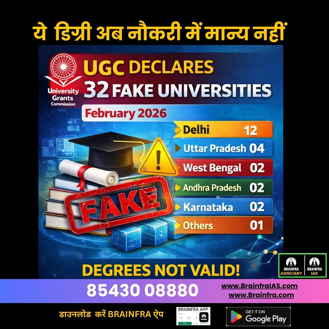 The University Grants Commission (UGC) recently declared 32 universities across the country as fake in February 2026, in a major action.