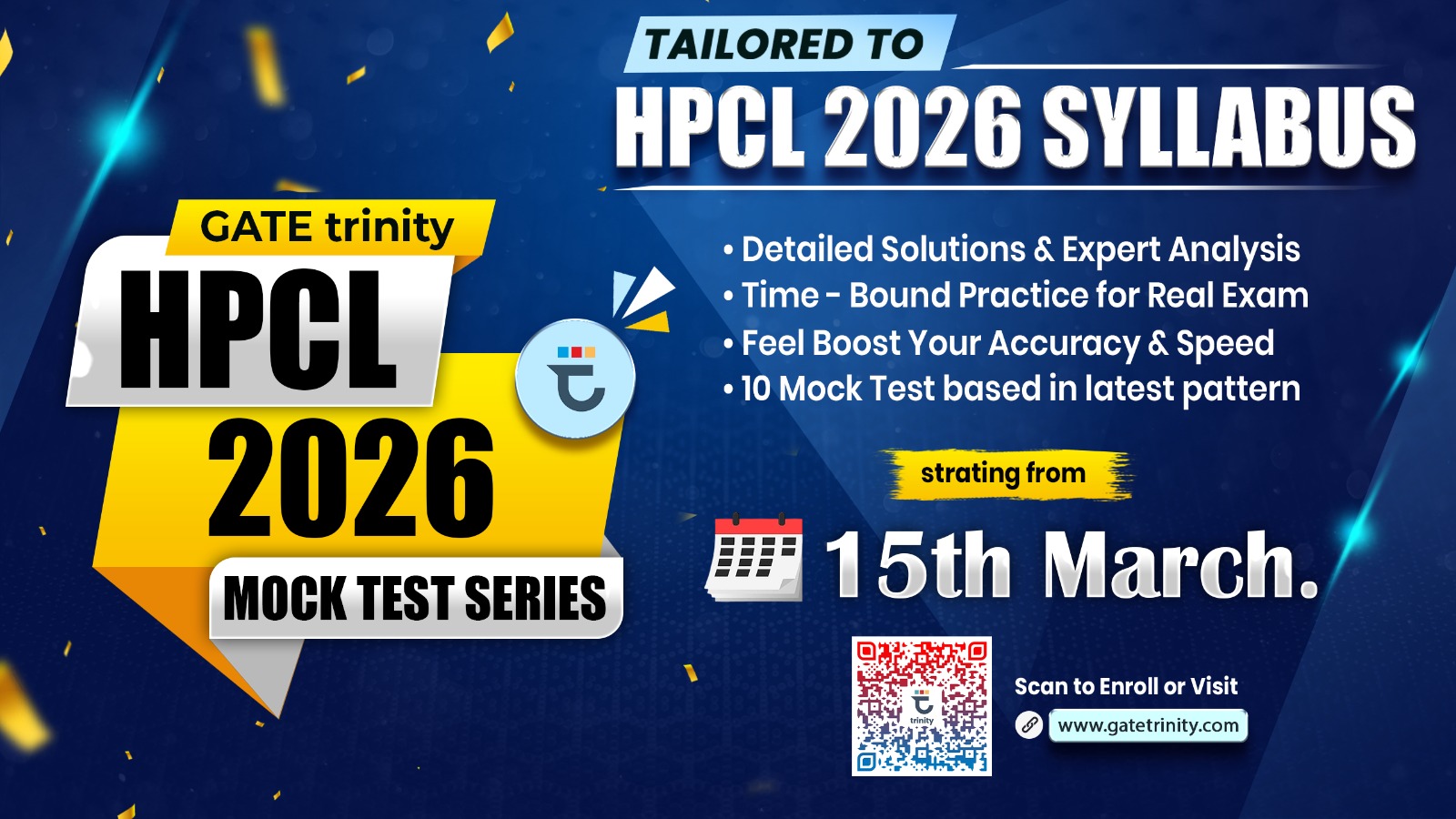 trinity HPCL-2026 Mock Test Series (GET : Chemical Engineering)
