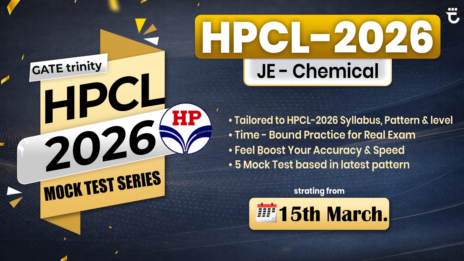 trinity HPCL-2026 Mock Test Series (JE Chemical)