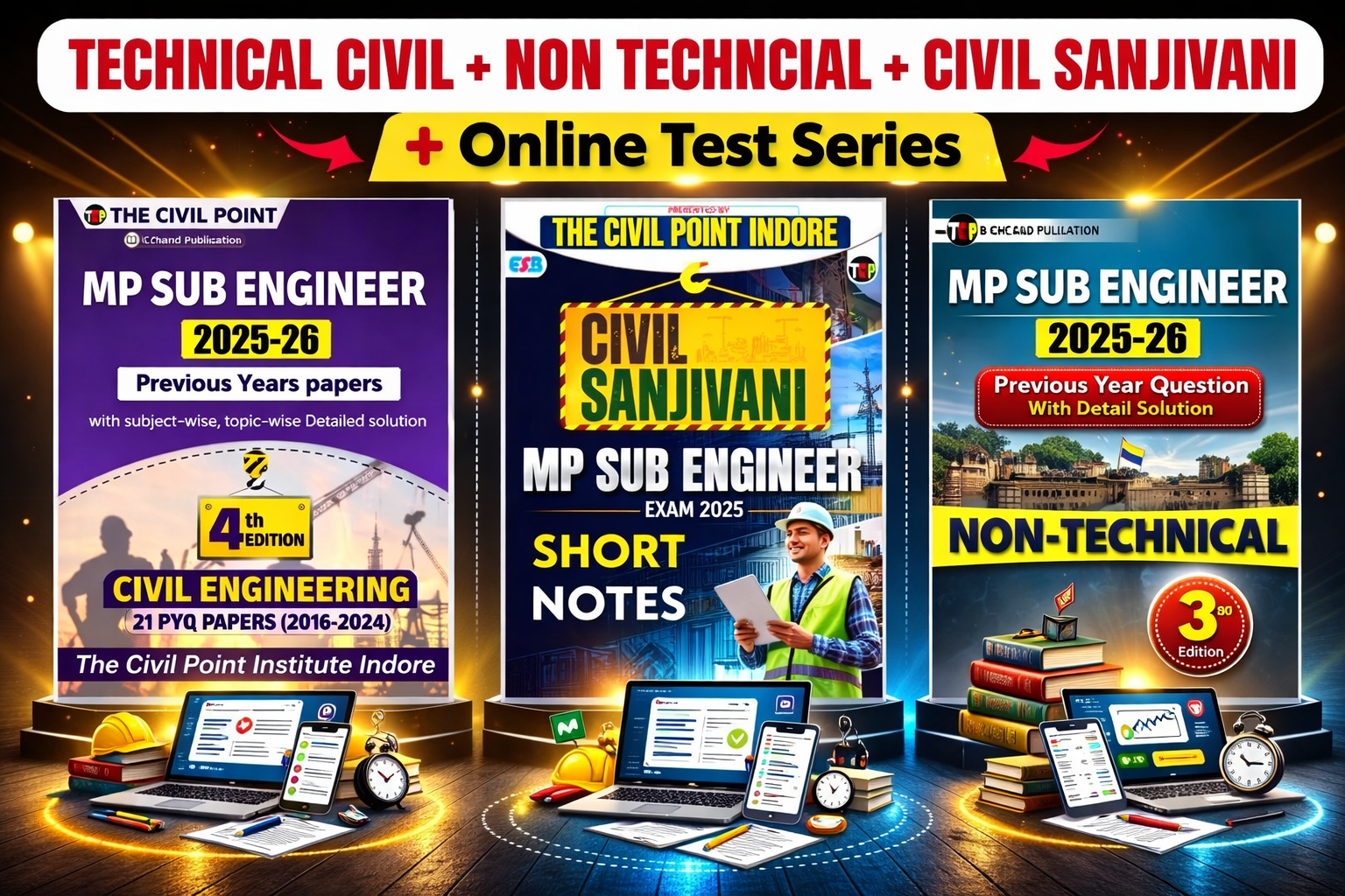 MP SUB ENGINEER HARD COPY BOOKS | TECHNICAL CIVIL + NONTECH + CIVIL SANJIVANI + ONLINE TEST SERIES 