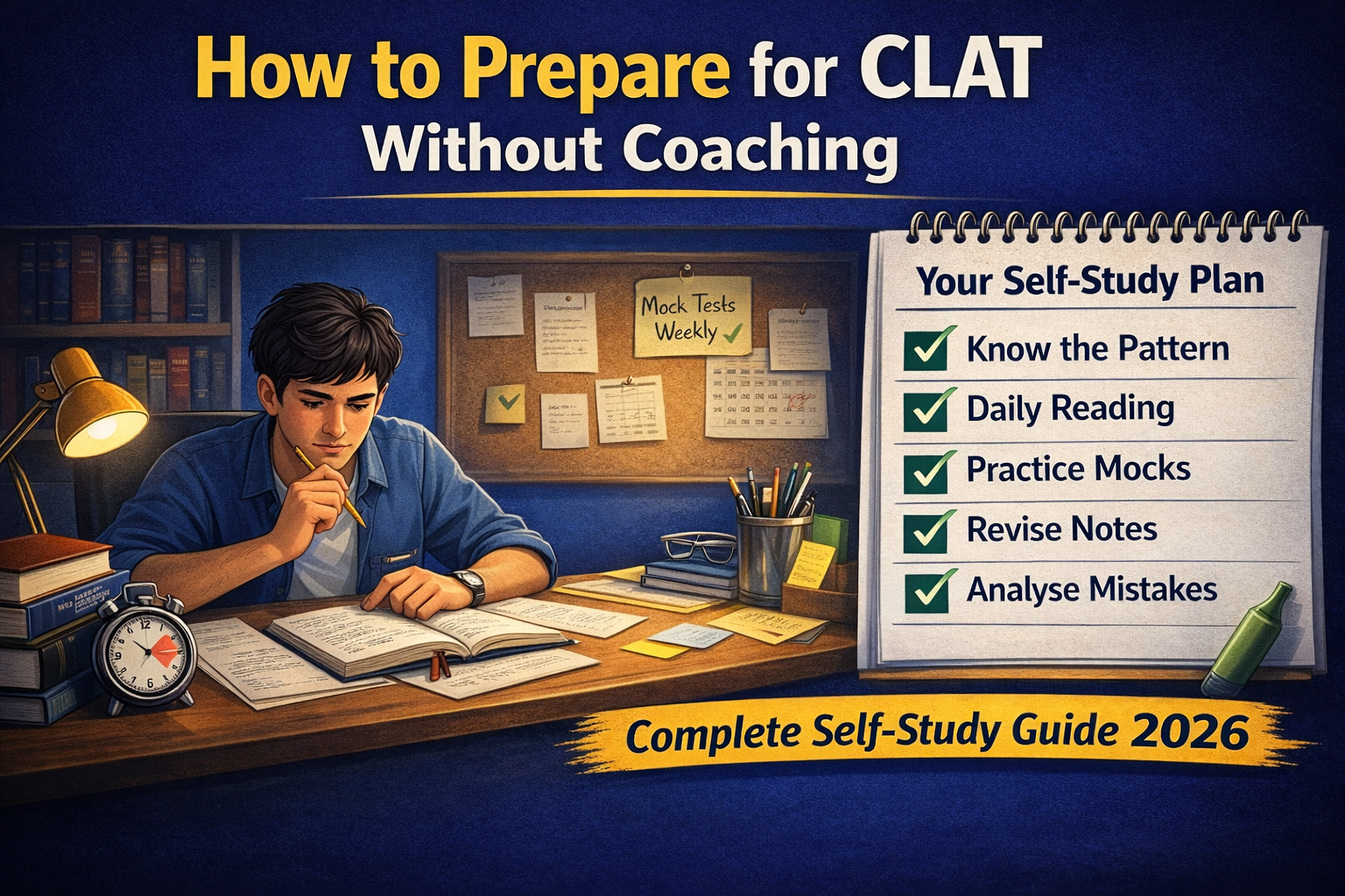 How to Prepare for CLAT Without Coaching (Complete Self-Study Guide 2026)