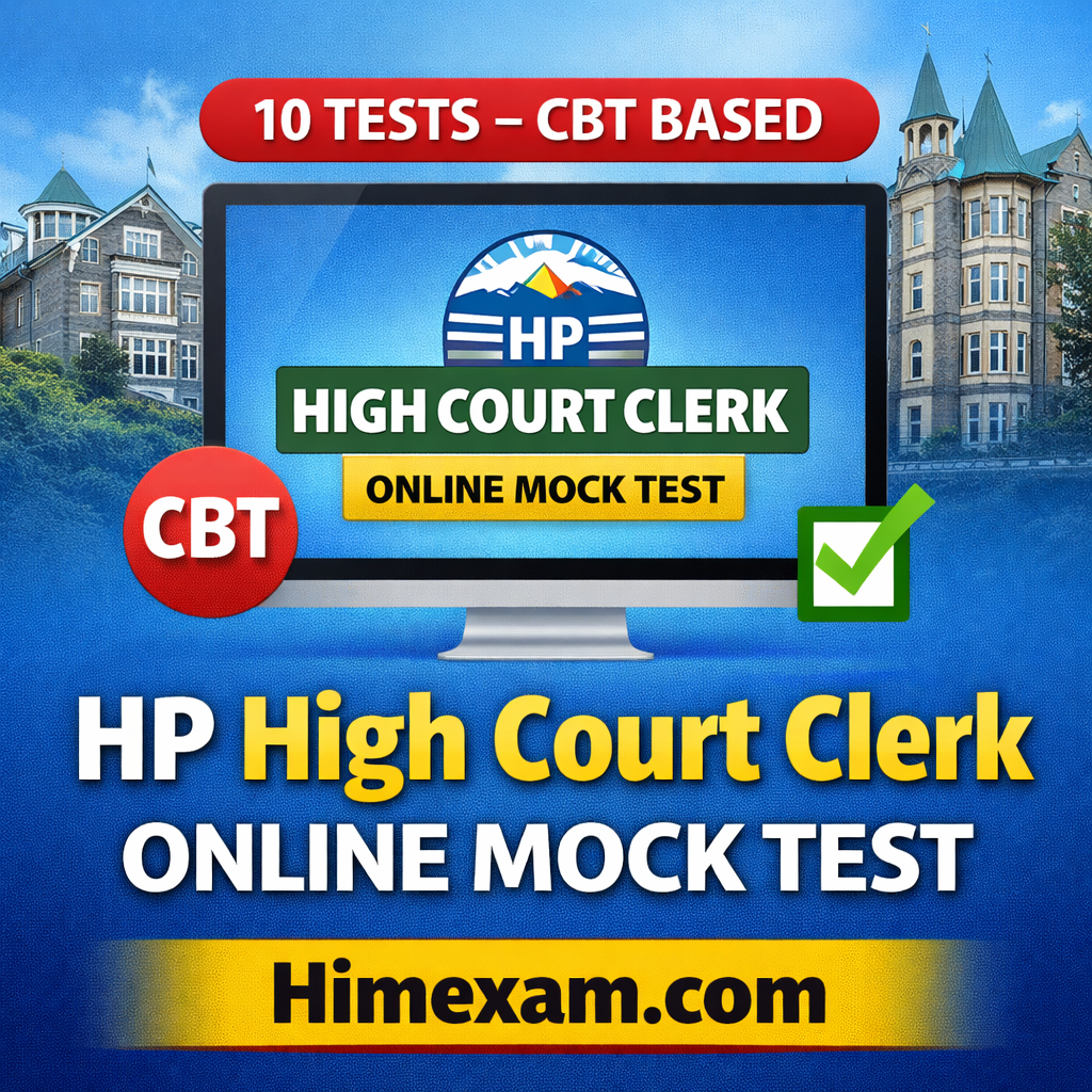HP High Court Clerk Online Mock Test(10 Test Cbt Based )