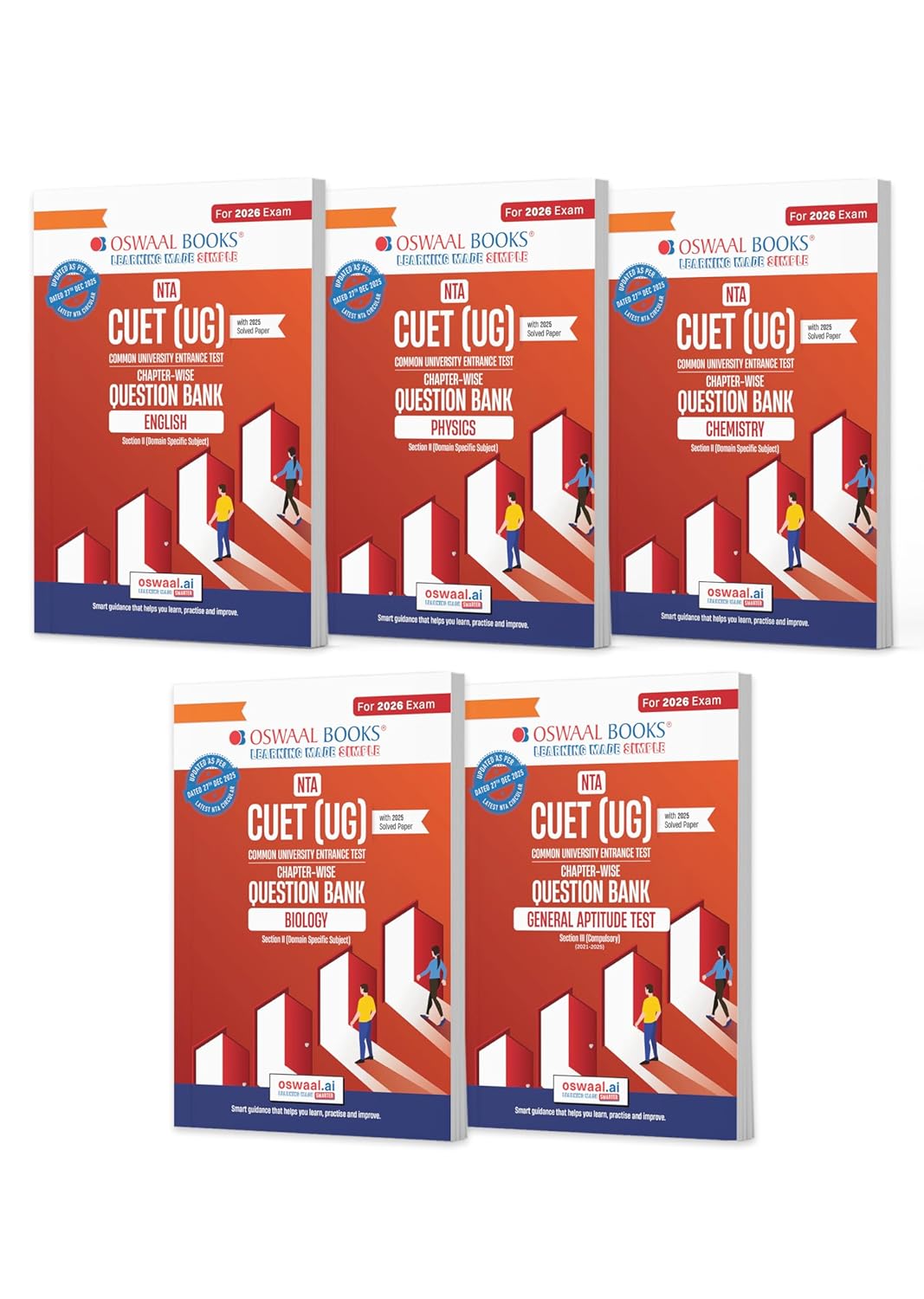 CUET (UG) Question Banks | Chapterwise & Topicwise | English, Physics, Chemistry, Biology & General Test | Set of 5 Books