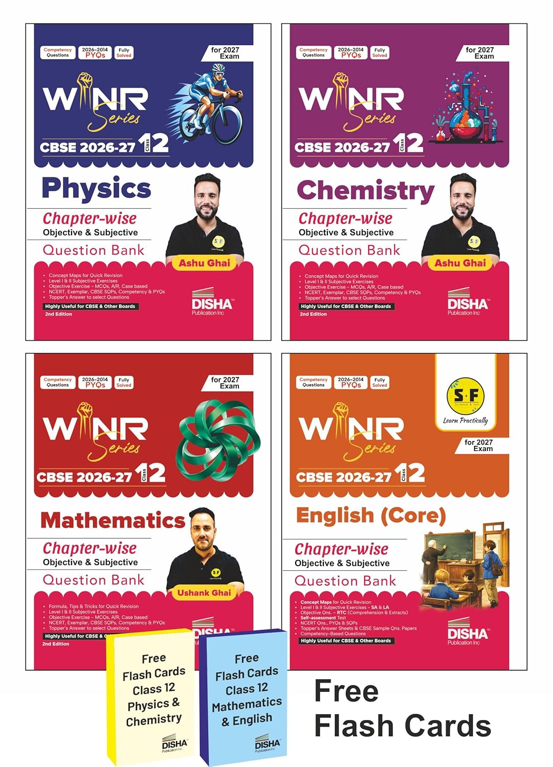 Combo (4 Books) WINR Series CBSE 2026-27 Class 12 Physics, Chemistry, Mathematics & English Core