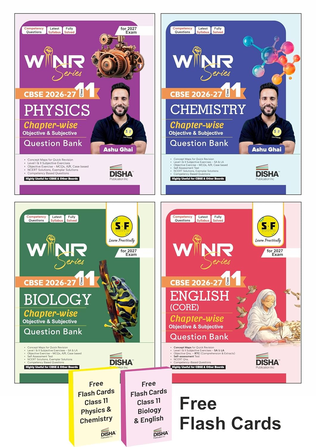 Combo (4 Books) WINR Series CBSE 2026-27 Class 11 Physics, Chemistry, Biology & English Core