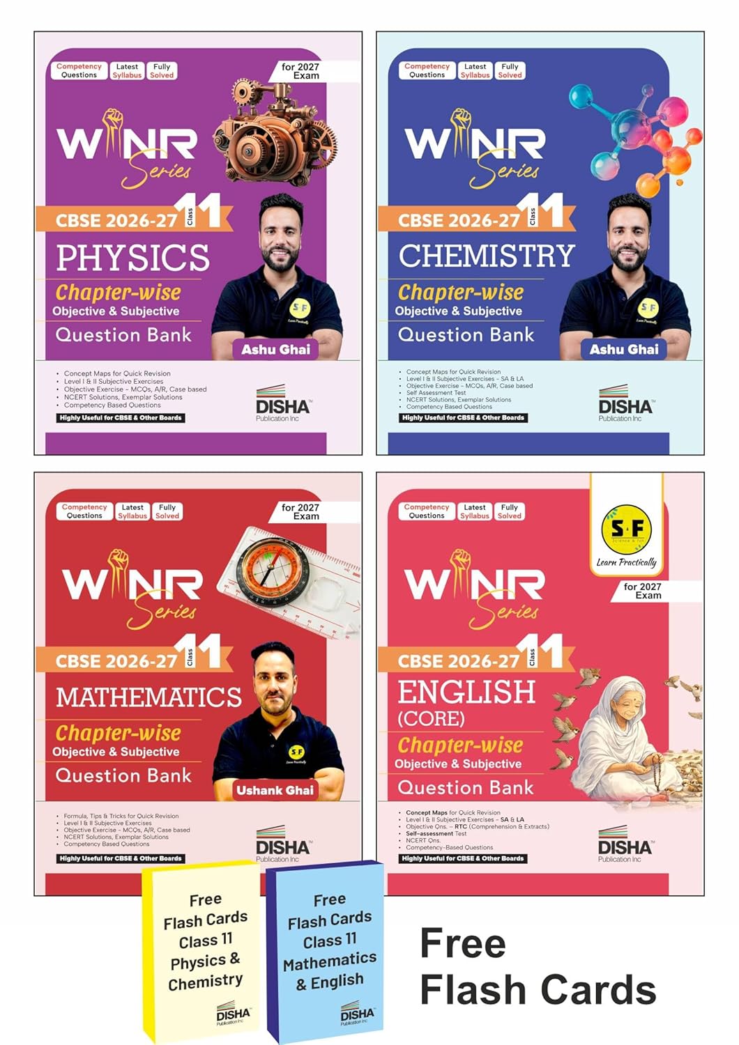 Combo (4 Books) WINR Series CBSE 2026-27 Class 11 Physics, Chemistry, Mathematics & English Core