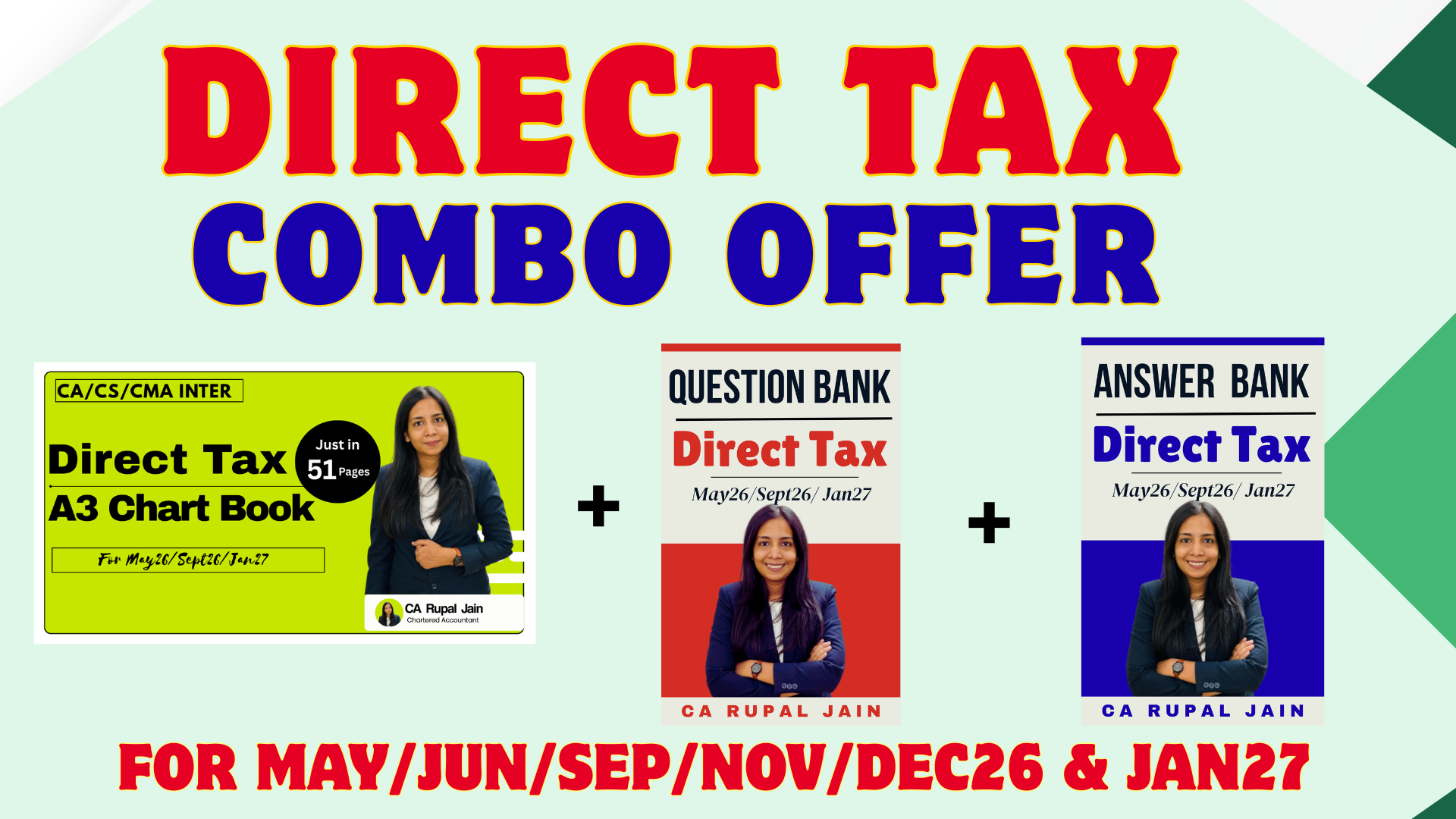 Direct Tax Ultimate Study Combo – Chart Book + Question Bank + Answer Bank | For CA Inter, CS Executive & CMA Intermediate (May 2026 – Jan 2027 Attempts)