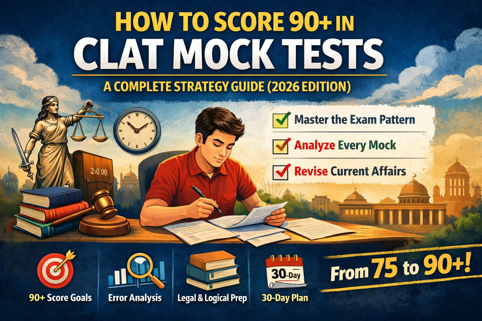 How to Score 90+ in CLAT Mock Tests: A Complete Strategy Guide (2026 Edition)