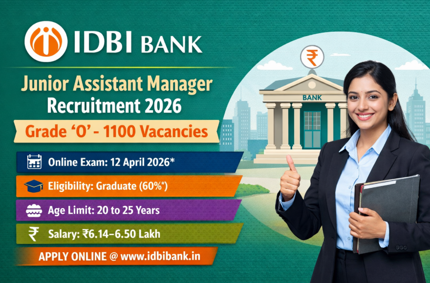 RECRUITMENT OF JUNIOR ASSISTANT MANAGER IN GRADE ‘O’ IN IDBI BANK.