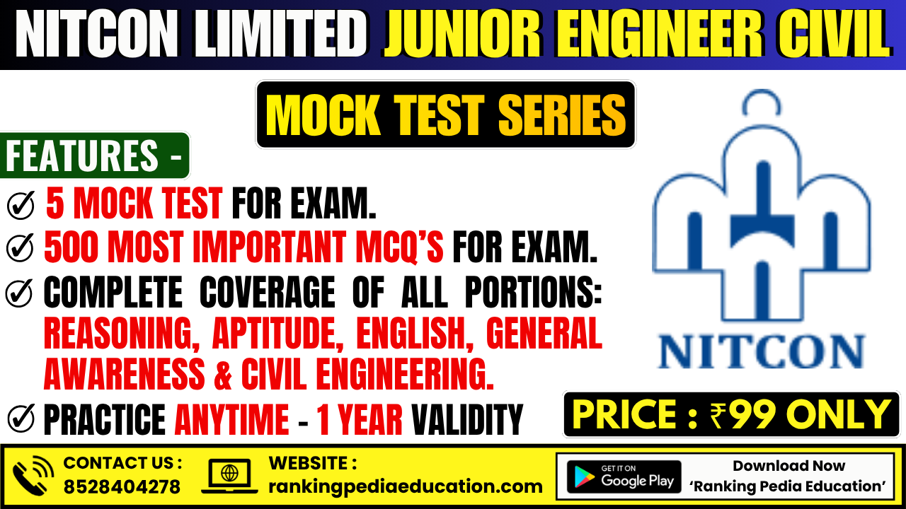 NITCON Limited Junior Engineer Civil Exam Mock Test Series