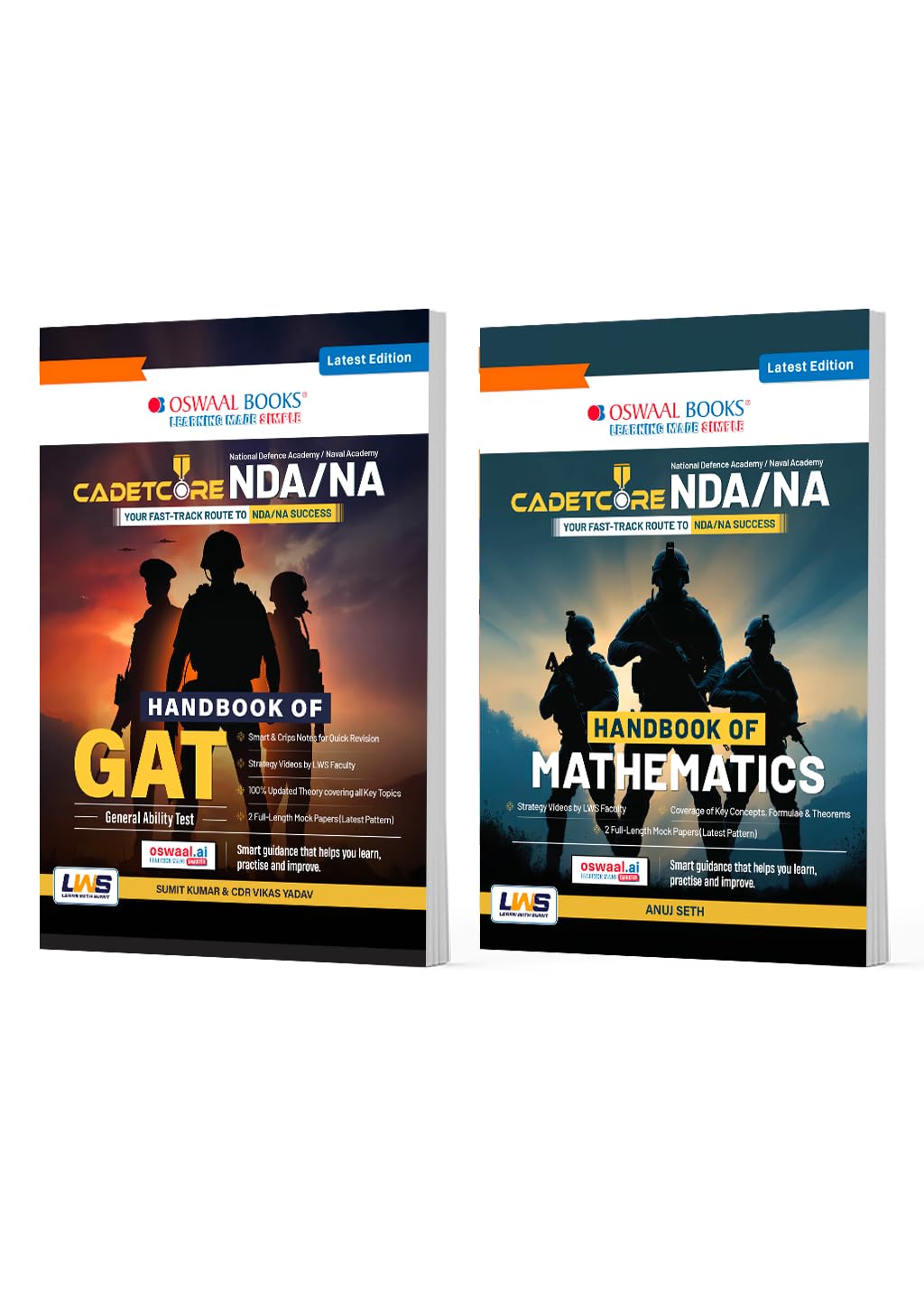CadetCore NDA NA 2026 Handbook for General Ability Test (GAT) & Mathematics | Complete Syllabus Coverage with Revision Notes | Includes 2 Full-Length Mock Tests (Set of 2 Books) For 2026 Exam