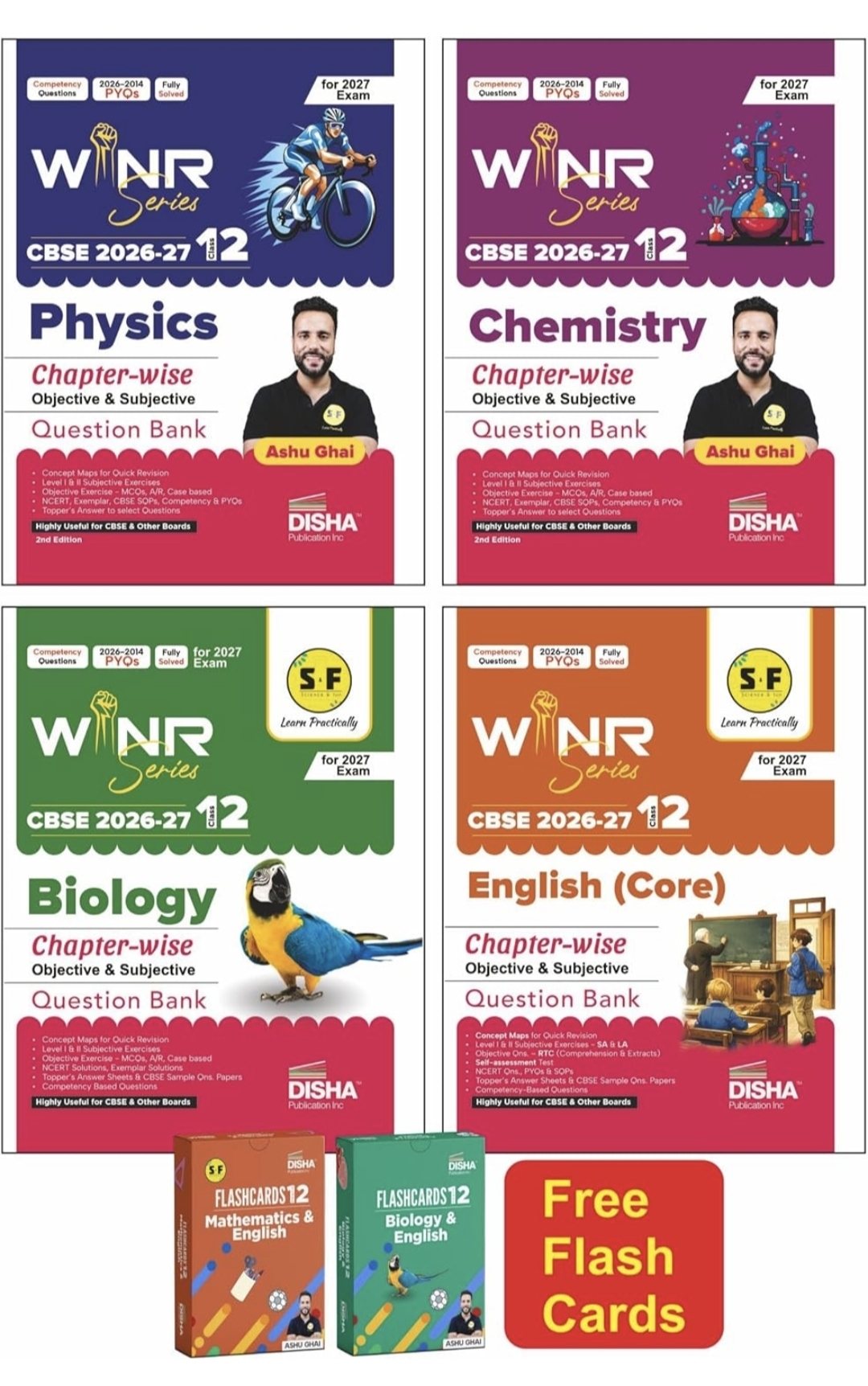 Combo (4 Books) WINR Series CBSE 2026-27 Class 12 Physics, Chemistry, Biology & English Core