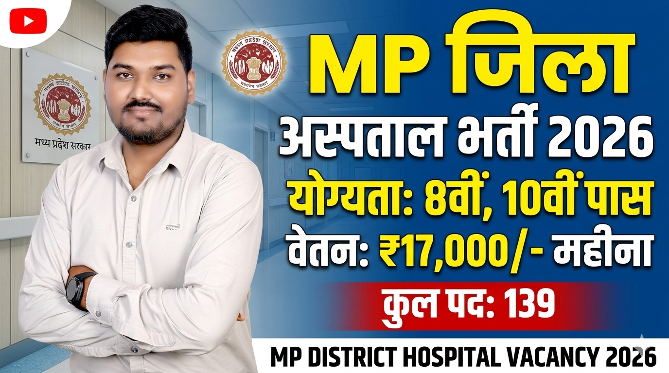 MP जिला अस्पताल भर्ती 2026 | 10वीं पास सीधी भर्ती | MP District Hospital Vacancy 2026