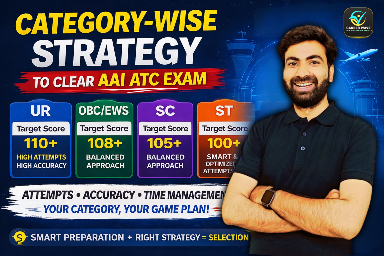 Category-Wise Strategy to Clear AAI ATC Exam | Safe Score & Preparation Plan by Career Wave