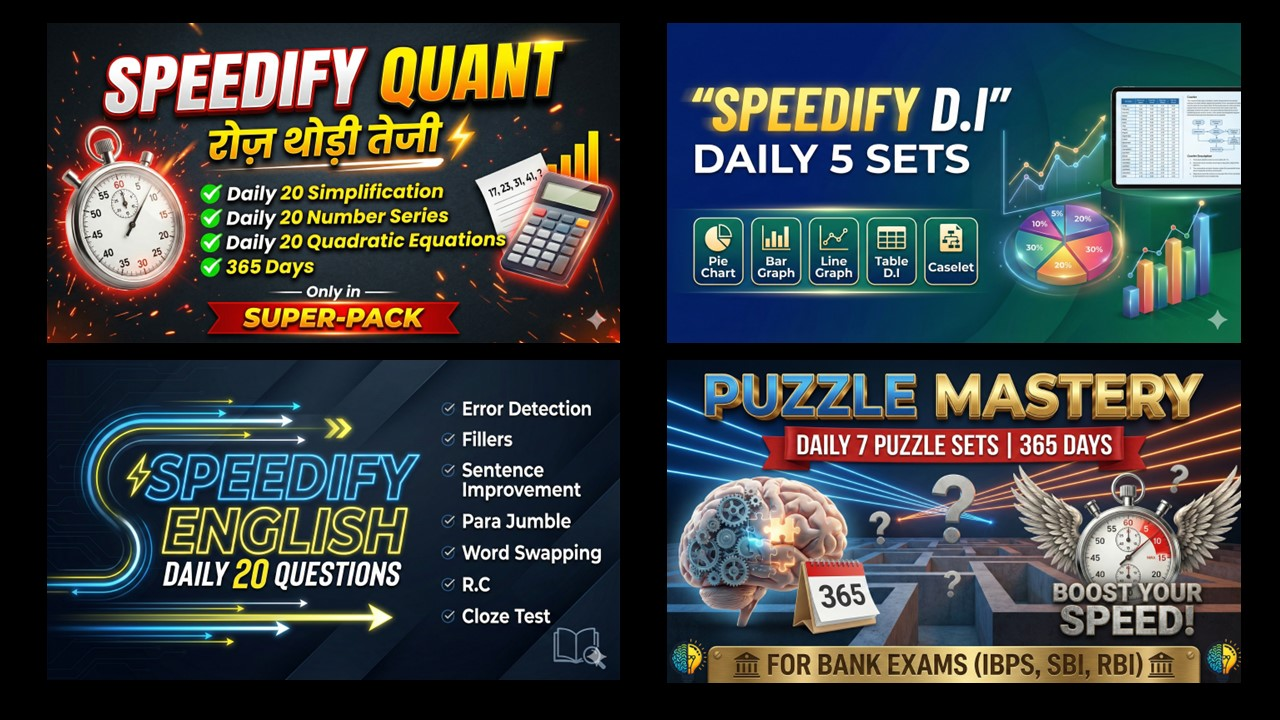 PUZZLE MASTERY + SPEEDIFY QUANT + SPEEDIFY D.I + SPEEDIFY ENGLISH  - QUAD PACK