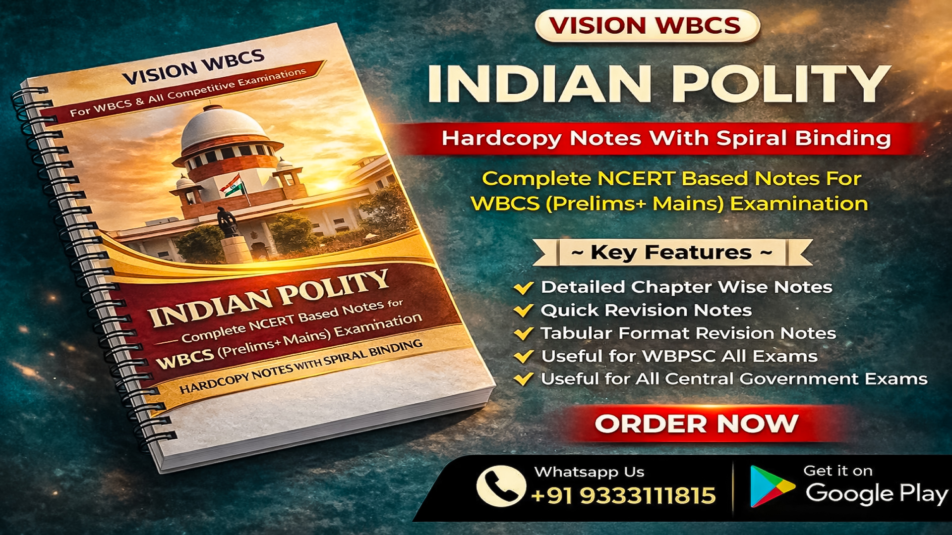Indian Polity NCERT Notes for WBCS (Prelims + Mains – Paper-V) Examination