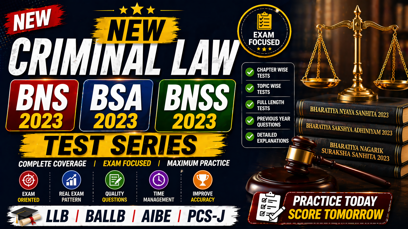 NEW CRIMINAL LAW [ BNS/BSA/BNSS 2023] TEST SERIES