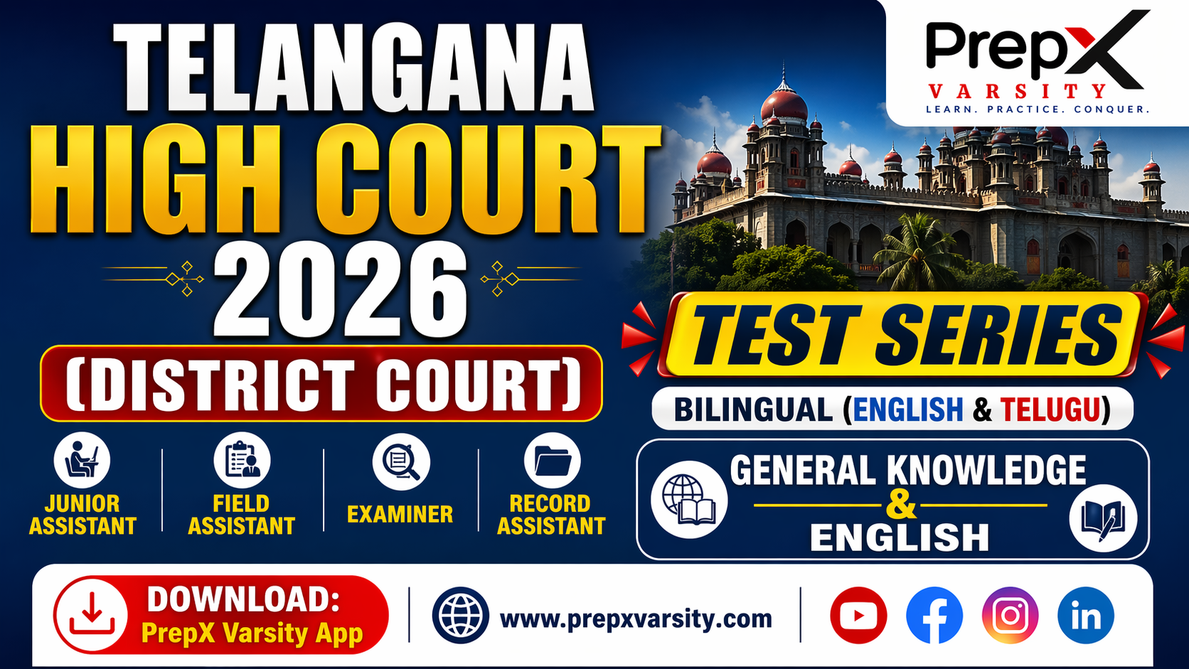 Telangana High Court 2026 Test Series for Junior Assistant, Field Assistant, Examiner, Record Assistant